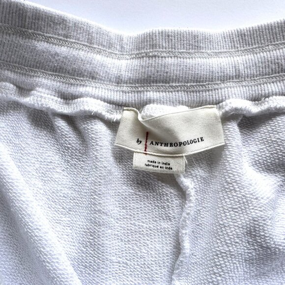 Anthropologie Terry White Green Embroidered Daily Practice Shorts sz Large - Picture 3 of 7